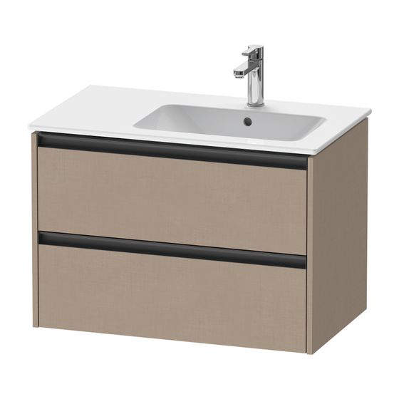 Duravit Ketho.2 Waschtischunterbau wandhäng. 480x810x549mm, R Leinen Matt, Griff Anthrazit, 2 SK, Aus./Schürze