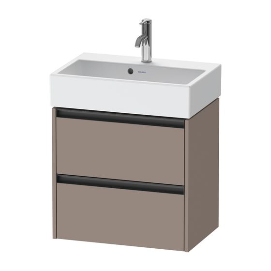 Duravit Ketho.2 Waschtischunterbau wandh. 390x584x549mm, Compact, Basalt Matt, Griff Anthrazit, 2 SK, Aus./Schürze