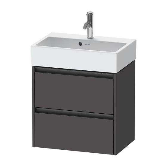 Duravit Ketho.2 Waschtischunterbau wandhäng. 390x584x549mm, Compact Graphit Matt/ Griff Anthrazit 2 SK