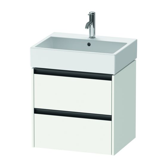 Duravit Ketho.2 Waschtischunterbau wandhäng. 460x584x549mm, Mattweiß, Griff Anthrazit, 2 SK, Aus./Schür.
