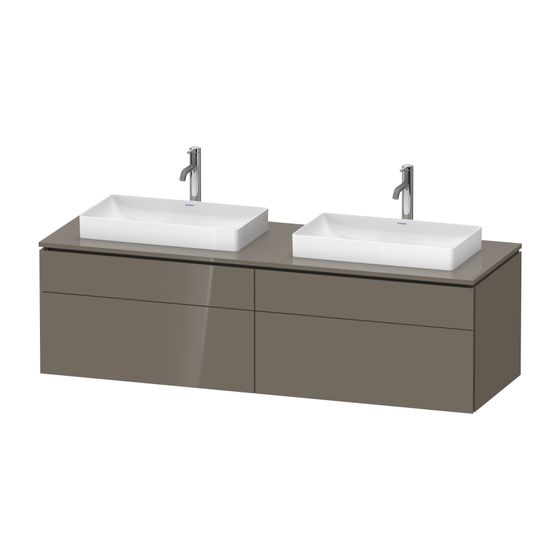 Duravit L-Cube Konsolenwaschtischunterbau wandh 550x1620x482mm Flanell Grau HG, mittig, mit KSP, Lack, Lack, 2 SK, Grifflos
