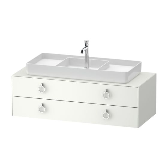 Duravit White Tulip Konsolenwaschtischunterbau wandh. 550x1300x408mm Weiß SDM, mittig, mit KSP, Lack, 2 SK, Griff Däm. Innenb.