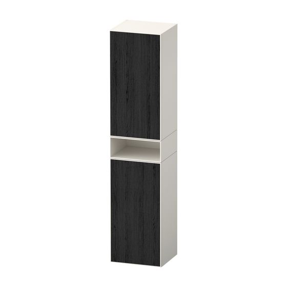 Duravit Zencha Hochschrank Dekor 360x400x1760mm Eiche Mattschwarz/Weiß SM, 2 Türen L, Grifflos, 4 Holzfachböden, 50mm Tip-on