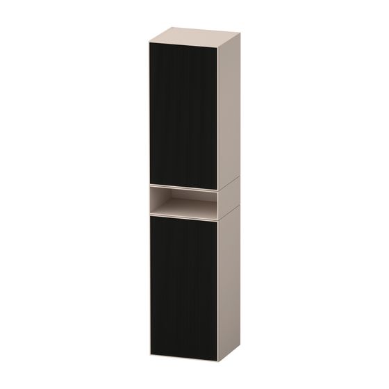 Duravit Zencha Hochschrank Dekor 360x400x1760mm Schwarz Linienstruktur/Taupe SM, 2 Türen R, Grifflos, 4 Holz-FB, 50mm Tip-on