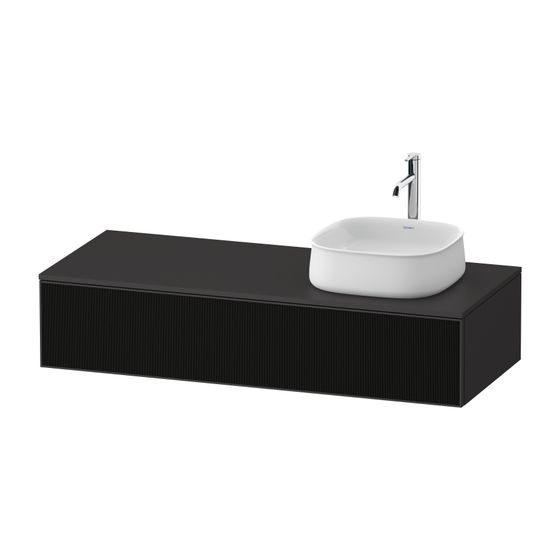 Duravit Zencha Konsolen-WTU wandh. 550x1300x281mm R, Schwarz Linienstruktur, Glas, Korpus Graphit SM, Dekor 1 AZ, Grifflos