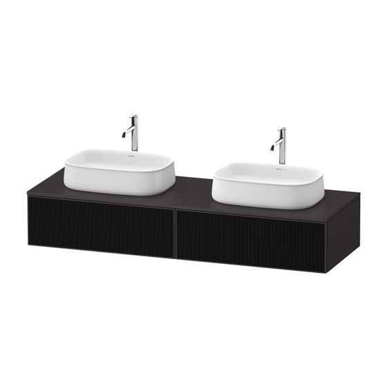 Duravit Zencha Konsolen-WTU wandh 550x1600x281mm B, Schwarz Linienstr./Graphit SM Glas/Dekor mit KSP Graphit SM 2 AZ, o.Gr