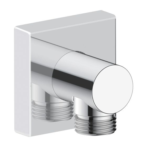 Duravit Wandanschlussbogen 55x102mm, Eckig, Chrom Hochglanz, Rosette eckig, Rückflussverhinderer, UV0630011010