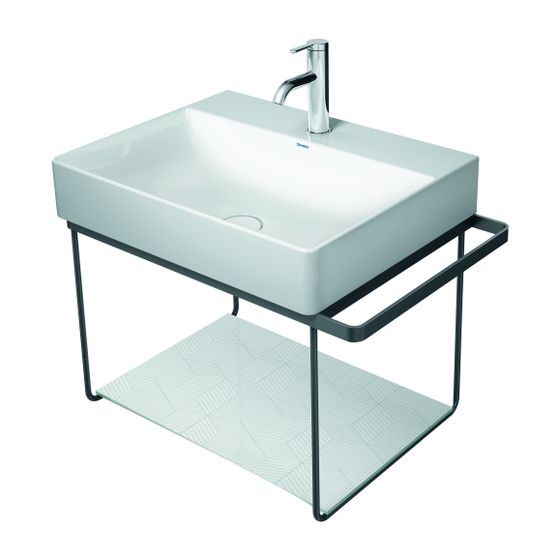 Duravit DuraSquare Metallkonsole 451x665x400mm, Mattschwarz, unter Waschtisch mit Handtuchhalter
