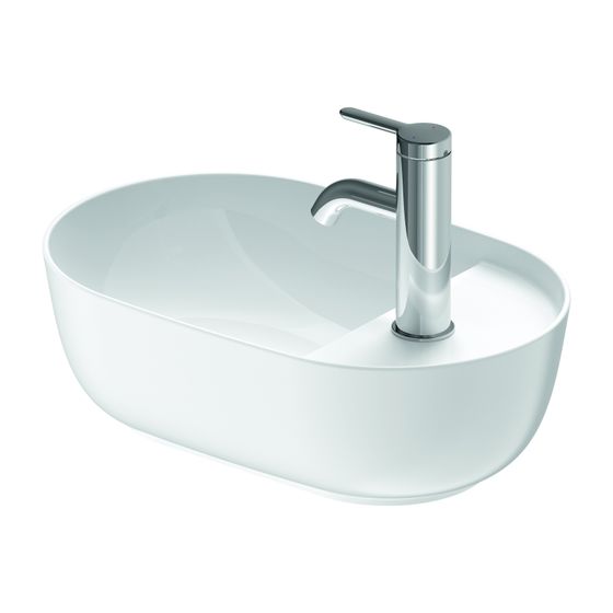 Duravit Luv Aufsatzbecken 420mm, Weiß Hochglanz/Seidenmatt, DuraCeram, Oval, mit HLB, ohne Überlauf