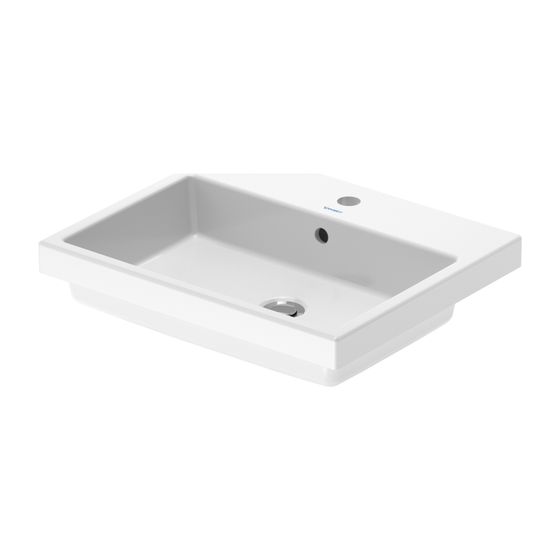 Duravit Vero Air Einbauwaschtisch 455x550x165mm, Weiß Hochglanz, WonderGliss, mit HLB/Überlauf, 1 HL, Einbau von oben