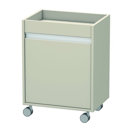 Duravit Ketho Rollcontainer Dekor, 360x500x670mm, Taupe Matt, Dekor, 1 Tür Rechts, Griffleiste Silber