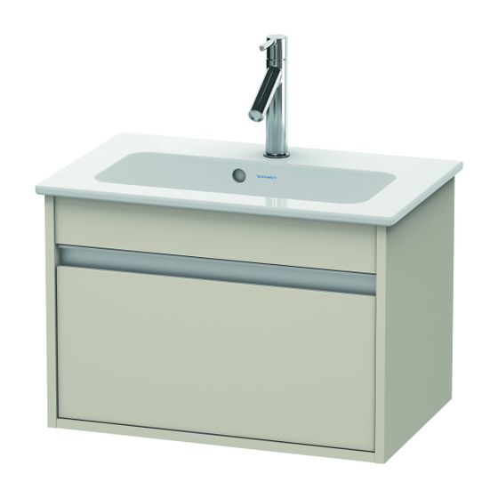Duravit Ketho Waschtischunterbau wandh. 385x600x410mm, Compact Taupe Matt, Griffleiste Silber, 1 Auszug, mit Dämpfung