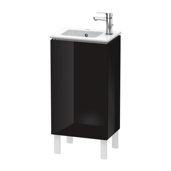 Duravit L-Cube Waschtischunterbau bodenst. 294x420x704mm L, Schwarz HG, Lack, Grifflos, 1 Tür, Automatiktürscharnier