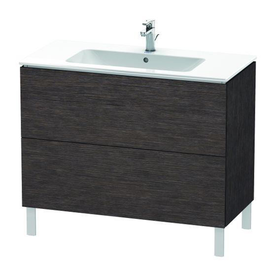 Duravit L-Cube Waschtischunterbau bodenstehend 481x1020x704mm Eiche dunkel gebürstet Matt, Grifflos, 2 Auszüge