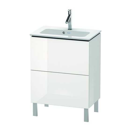Duravit L-Cube Waschtischunterbau bodenstehend 391x620x704mm Weiß SM, Grifflos, 2 Auszüge, Aus./Schür.