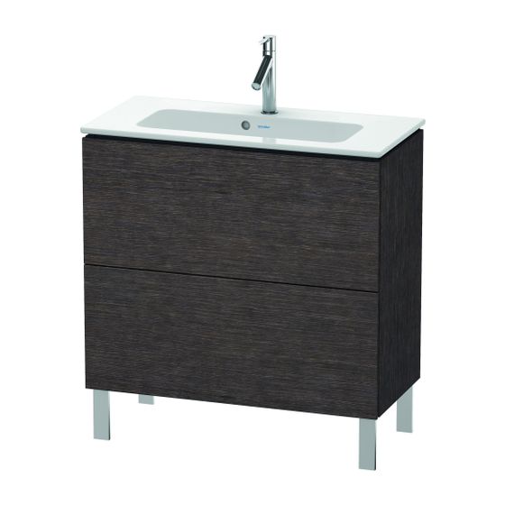 Duravit L-Cube Waschtischunterbau bodenstehend 391x820x704mm Eiche dunkel gebürstet Matt, Grifflos, 2 Auszüge