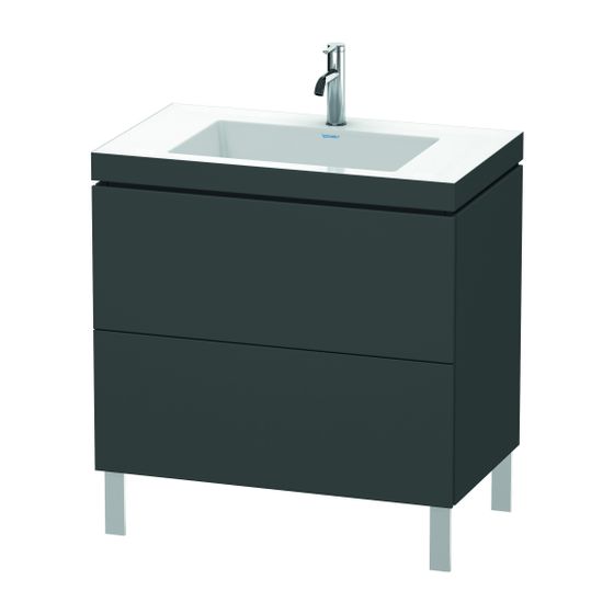 Duravit L-Cube Waschtisch-Set C-bonded bodenst. Echtholzfurnier, 480x800x698mm, Weiß SM, 2 Auszüge, Grifflos, 1 HL