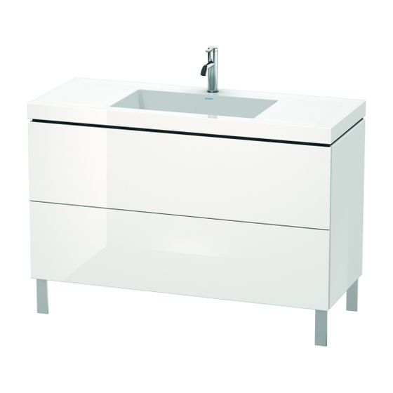 Duravit L-Cube Waschtisch-Set C-bonded bds Dekor, 480x1200x698mm Weiß HG, Grifflos, 2 Auszüge, 1 HL, mit Möbel-WT, LC6939O2222
