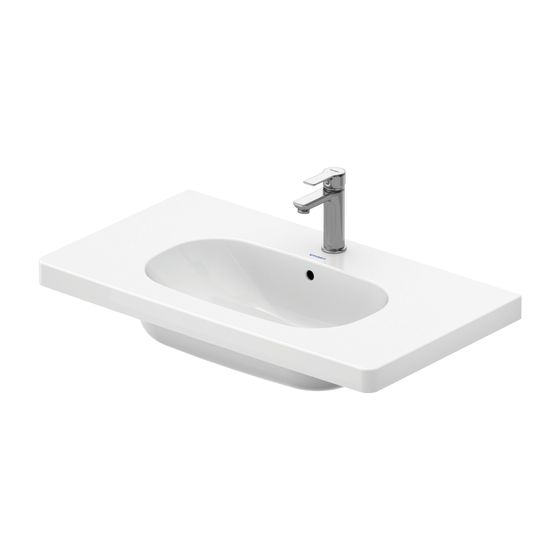 Duravit D-Code Waschtisch 485x850x180mm, Weiß Hochglanz, Rechteckig, 1 Waschplatz/HL mittig, mit Überlauf