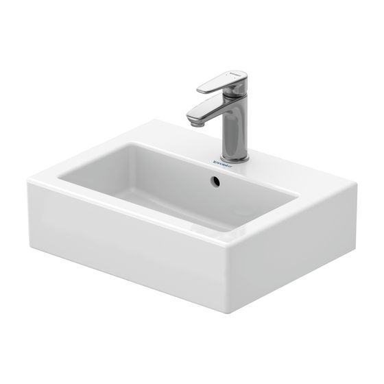 Duravit Vero Handwaschbecken 350x450x160mm, Weiß Hochglanz, Rechteckig,1 Waschplatz/HL mittig, mit Überlauf