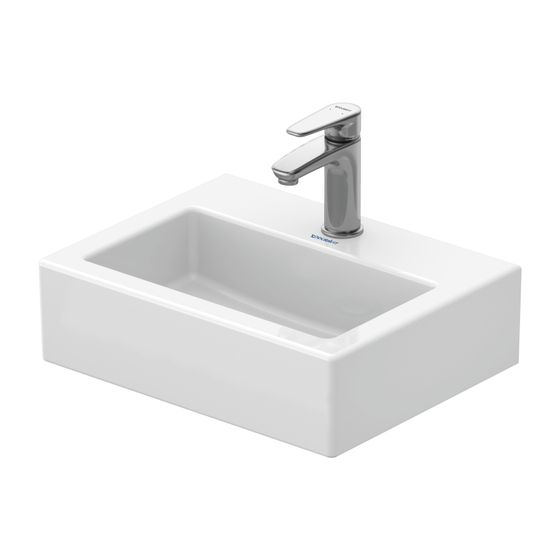 Duravit Vero Handwaschbecken 350x450x160mm, Weiß Hochglanz, Rechteckig,1 Waschplatz/HL mittig, ohne Überlauf