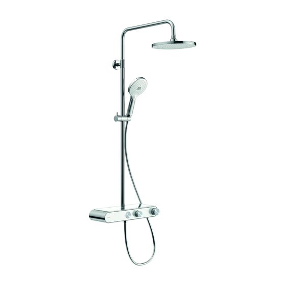 Duravit Shower Systems Duschsystem Chrom, Thermostat, Kopfbrause 230mm, 10,5l/min Handbrause, 14l/min Kopfbrause, 940mm
