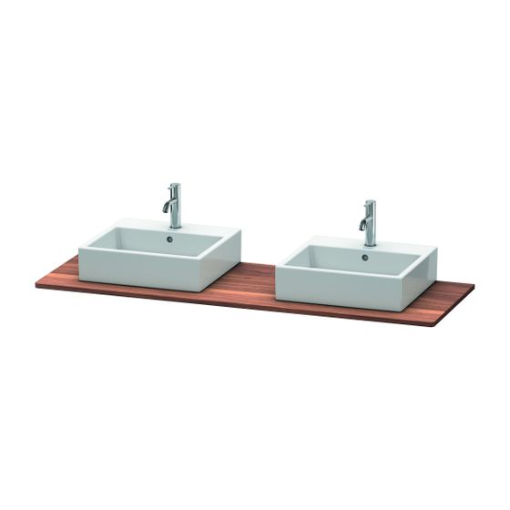 Duravit XSquare Massivholzkonsole 550x1600x20mm, 2 Ausschnitte/Waschplätze, Amerikanischer Nussbaum Matt, ohne Konsolenträger
