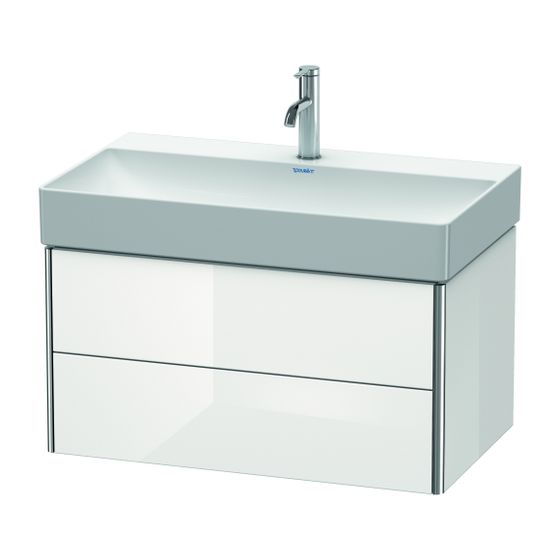 Duravit XSquare Waschtischunterbau wandh. 460x784x397mm Weiß Hochglanz, Grifflos, 2 SK, Aus./Schürze, XS416202222
