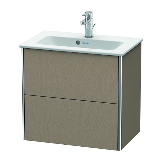 Duravit XSquare Waschtischunterbau wandhäng. 388x610x560mm Compact, Leinen Matt, Grifflos, 2 Schubkästen