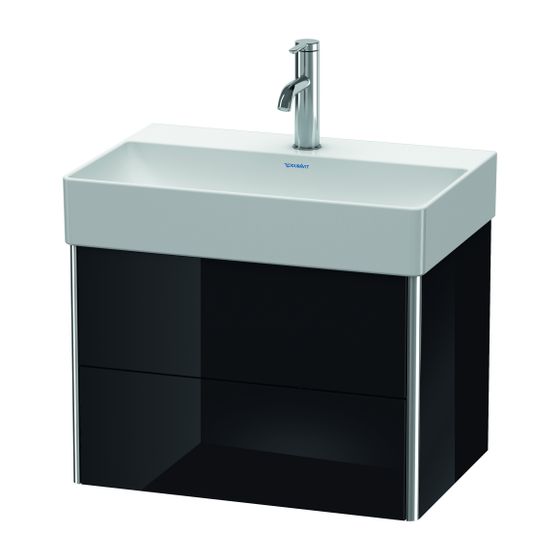 Duravit XSquare Waschtischunterbau wandhäng. 390x584x397mm Compact, Schwarz Hochglanz, Grifflos, 2 SK
