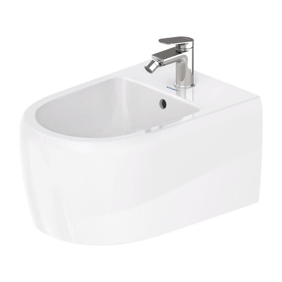 Duravit Qatego Wandbidet 570x385x285mm, Weiß Hochglanz, HygieneGlaze, 1 HL, HLB, Überlauf, verdeckte Befestigung