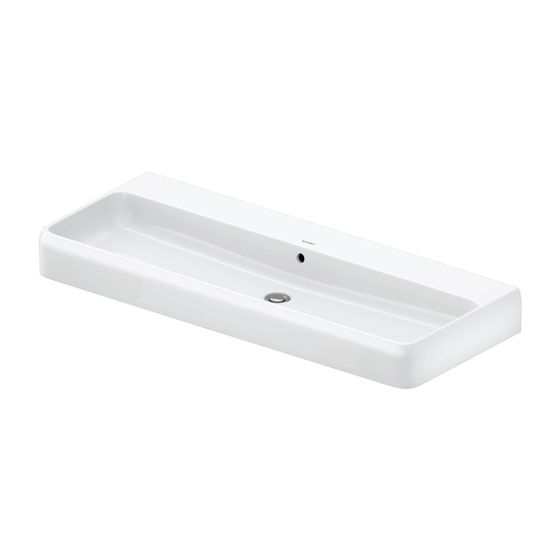Duravit Qatego Waschtisch 470x1200x150mm wandhäng., Weiß Hochglanz, Rechteckig, DuraCeram, 1 Waschplatz mittig, mit ÜL, geschl.