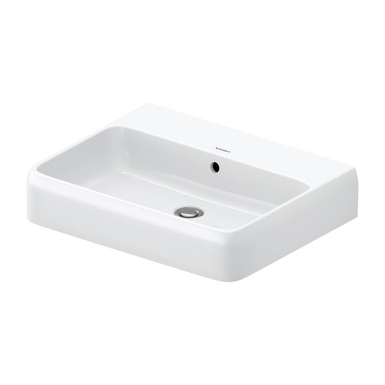 Duravit Qatego Waschtisch 470x600x150mm wandhäng., Weiß Hochglanz, Rechteckig, 1 Waschplatz mittig, mit Überlauf, geschl.