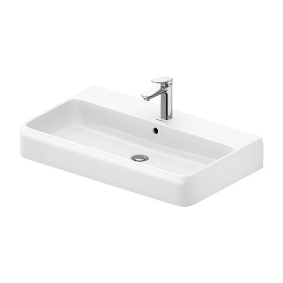 Duravit Qatego Waschtisch 470x800x150mm wandhäng., Weiß Hochglanz, Rechteckig, 1 WP mittig, 1 HL mittig, mit ÜL
