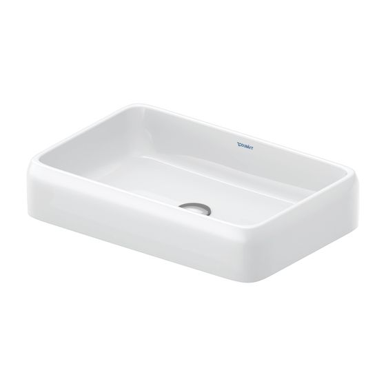 Duravit Qatego Aufsatzbecken 600mm, Weiß Hochglanz, HygieneGlaze, Rechteckig, ohne Überlauf und HLB, Geschliffen