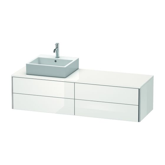 Duravit XSquare Konsolenwaschtischunterbau wandh. 548x1600x400mm Weiß SDM, ohne KSP, Dekor, 4 Schubkästen, Grifflos