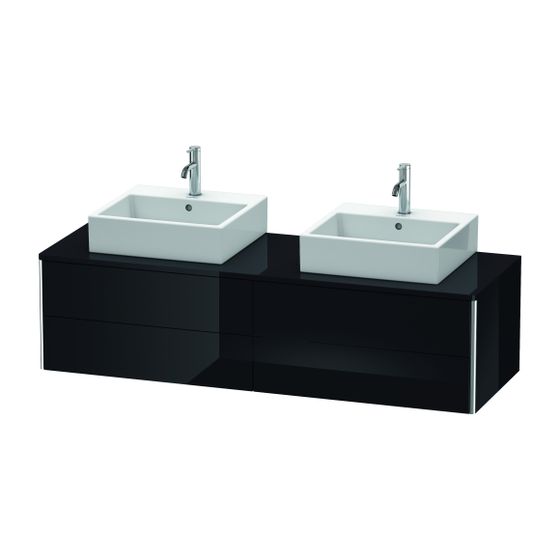 Duravit XSquare Konsolenwaschtischunterbau wandhäng. 548x1600x400mm B, Schwarz Hochglanz ohne KSP, Grifflos, 4 SK