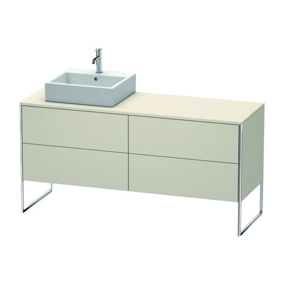 Duravit XSquare Konsolenwaschtischunterbau bodenstehend 548x1600x778mm L, ohne KSP Taupe Matt, Grifflos, 4 Auszüge