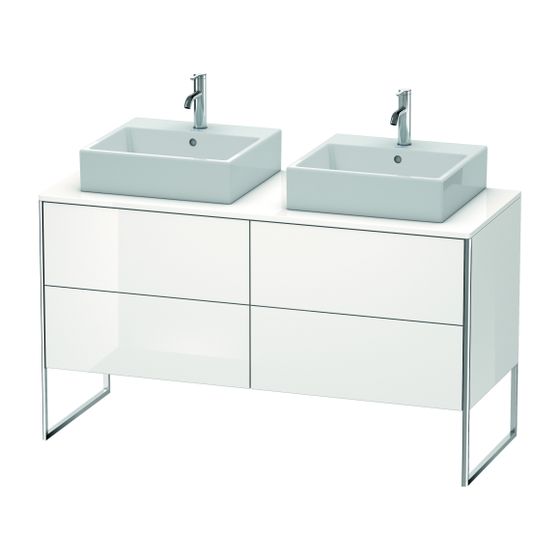 Duravit XSquare Konsolenwaschtischunterbau bodenst. 548x1400x778mm B, Weiß SDM, ohne KSP, Dekor, 4 Auszüge, Grifflos