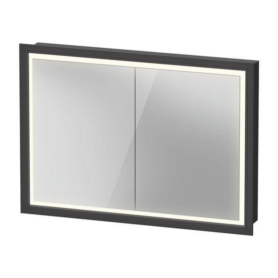 Duravit L-Cube Spiegelschrank Einbau 155x1000x700mm, Graphit, 2 Türen L/R, 2 Glasfachböden, 46W, Steckd. F