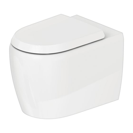 Duravit Qatego Stand WC 600x390x400mm, Weiß Hochglanz, HygieneGlaze, Back to wall, 4,5/3l, Tiefspüler, rimless, waagerecht
