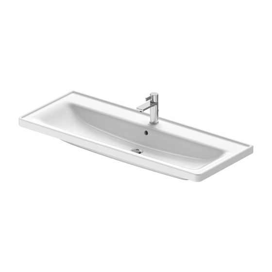 Duravit D-Neo Waschtisch 480x1205x165mm wandhäng., Weiß Hochglanz, Rechteckig, 1 Waschplatz mittig, 1 HL mittig, mit ÜL