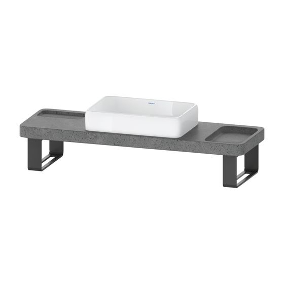 Duravit Qatego Aufsatzbecken Weiß Hochglanz mit Konsole Lavastein poliert, Konsolenträger 450x1400x400mm, Rechteckig, geschl