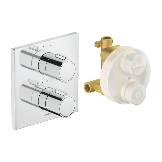 Duravit Thermostatarmaturen Thermostat Unterputz Set, 2 Verbraucher, Chrom, 24l/min, Rosette eckig, 170x170mm