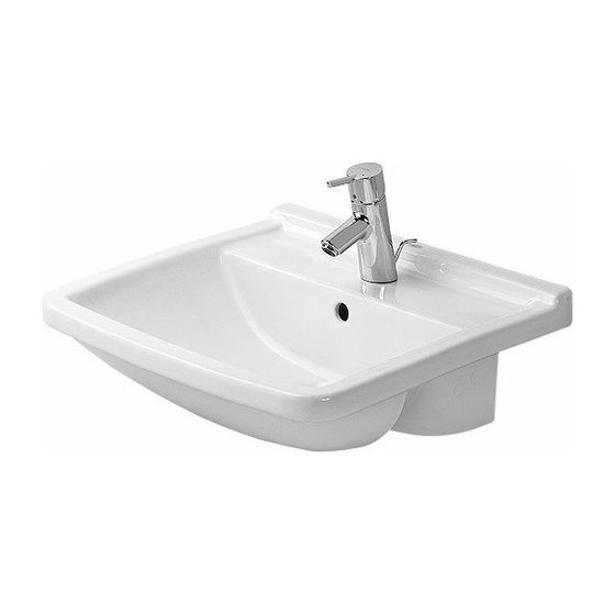 Duravit Starck 3 Halbeinbauwaschtisch 460x550x220mm, Weiß Hochglanz, 1 HL, mit Überlauf, Befestigung für Holzkonsolen