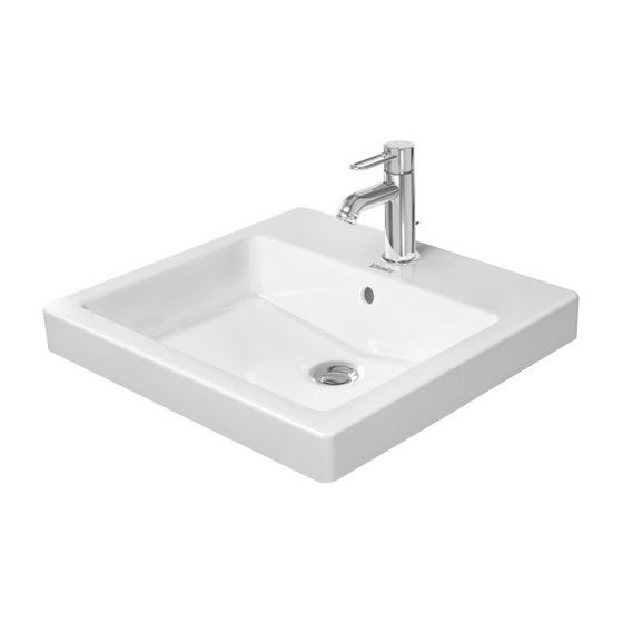 Duravit Vero Einbauwaschtisch 465x500x170mm, Weiß Hochglanz, WonderGliss, mit HLB/Überlauf, 1 HL, Einbau von oben