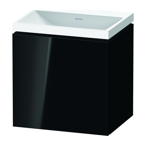 Duravit L-Cube Waschtisch-Set C-shaped wh Echtholzfurnier 350x450x480mm 1 Tür R Schwarz HG Lack Grifflos mit Möbel-WT 26504532D0