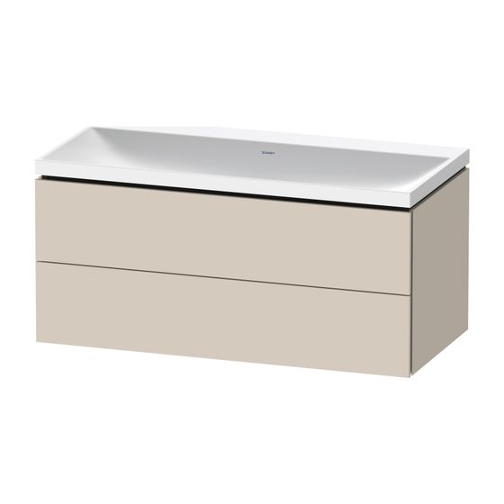 Duravit L-Cube Waschtisch-Set C-shaped wh Dekor, 480x1000x480mm, Taupe SM, 2 Schubkästen, Grifflos, mit Möbel-WT 26501032D0