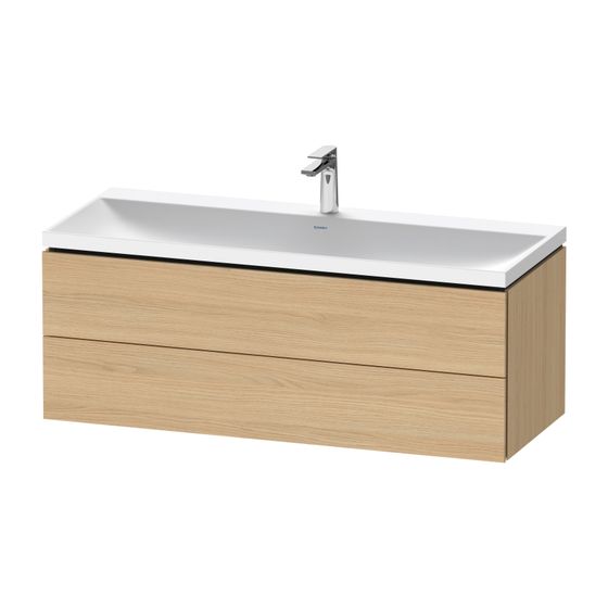 Duravit L-Cube Waschtisch-Set C-shaped wh Dekor 480x1200x480mm, 2 Schubkästen, Natur Eiche Matt Grifflos mit Möbel-WT 26501232D5