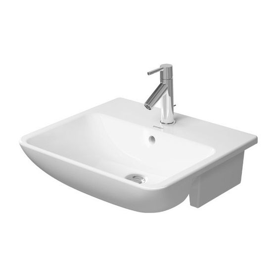 Duravit ME by Starck Halbeinbauwaschtisch 455x550x180mm, Weiß Hochglanz, 1 HL, mit Überlauf, Befestigung für Holzkonsolen